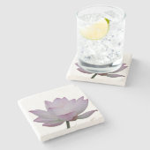 ピンクのハス結婚フラワー ストーンコースター (横)