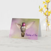 ピンクのハチドリの翼が考える広く開く カード (黄色い花)