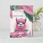 ピンクのハッピーなスマイルラマ 招待状 (スタンド正面)