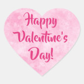 ピンクのハッピーバレンタインデー ハートシール (正面)