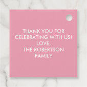 ピンクのハッピーバースデーケーキギフトラベル、女の子誕生日 フェイバータグ (裏面)