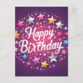 ピンクのハッピーバースデーポストカード ポストカード (正面)