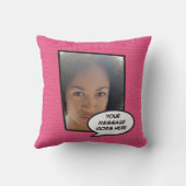 ピンクのハッピーバースデーモダンおもしろい写真漫画本 クッション (裏面)