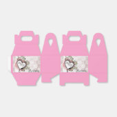 ピンクのハッピーバースデー優先ボックスフローラハートデザイン フェイバーボックス (折り畳みなし)