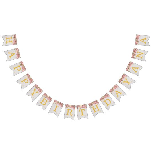 ピンクのハッピーバースデー3文字の名前の蘭の女の子 アナ バンティングフラッグ (全)