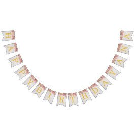 ピンクのハッピーバースデー3文字の名前の蘭の花の女の子 アナ バンティングフラッグ