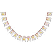 ピンクのハッピーバースデー3文字の名前ランキガールアナ バンティングフラッグ (全)