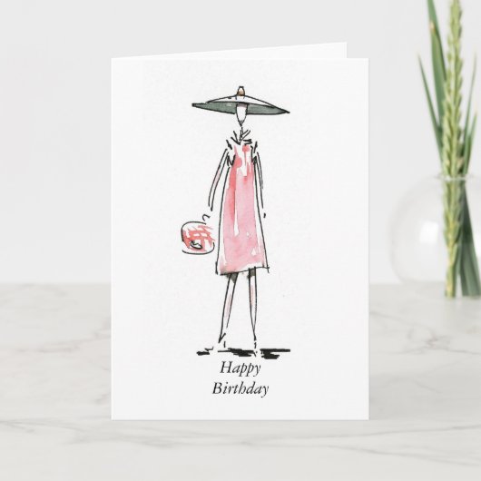 ピンクのハッピーバースデー カード (正面)