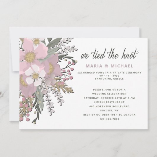 ピンクのハナミズキの結婚式招待状 案内状 (正面)