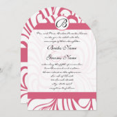 ピンクのハニーサックルファンキー渦巻き結婚式招待 招待状 (正面/裏面)