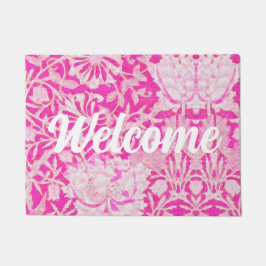 ピンクのハニーサックル歓迎 ドアマット