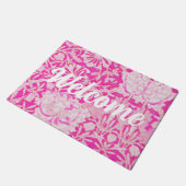 ピンクのハニーサックル歓迎 ドアマット (アングル)