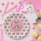 ピンクのハニービーガールの赤ちゃんシャワー ペーパープレート (パーティー)