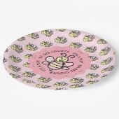 ピンクのハニービーガールの赤ちゃんシャワー ペーパープレート (アングル)