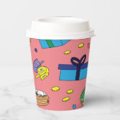 ピンクのハヌカー模様 紙コップ (裏面)