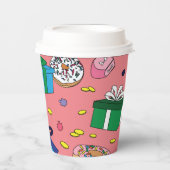 ピンクのハヌカー模様 紙コップ (正面)