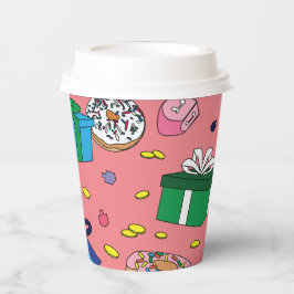 ピンクのハヌカー模様 紙コップ