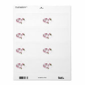 ピンクのハミングバードと花の出荷ラベル ラベル (フルシート)