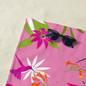 ピンクのハミングバードと花熱帯鳥 ビーチタオル (インサイチュ)