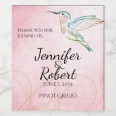 ピンクのハミングバードウォーター結婚カラーのワインラベル ワインラベル (シングルラベル)