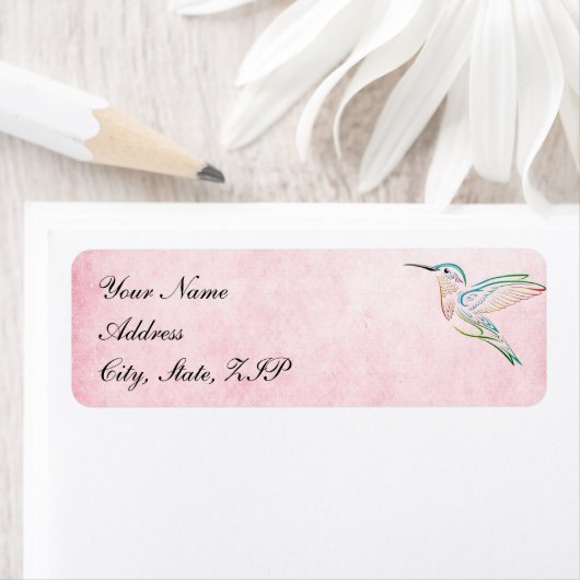 ピンクのハミングバードウォーター色のウェディングラベル ラベル (インサイチュ)