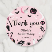 ピンクのハロウィンお誕生日会ガール フェイバータグ (正面)