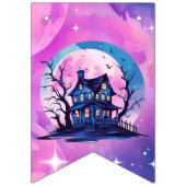 ピンクのハロウィンのかわいい魔法の首飾り猫 バンティングフラッグ (第1の旗)