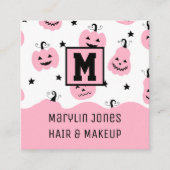 ピンクのハロウィンカボチャ スクエア名刺 (正面)