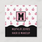 ピンクのハロウィンカボチャ スクエア名刺 (正面)