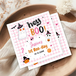 ピンクのハロウィンカワイイ幽霊1st誕生日 スタンダードカクテルナプキン