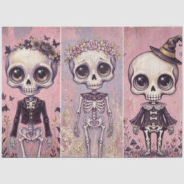 ピンクのハロウィンスケルトンのヴィンテージゴシックアート 薄葉紙