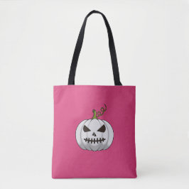 ピンクのハロウィントートバッグ 白いカボチャ トートバッグ