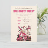 ピンクのハロウィンパーティー招待状 招待状 (スタンド正面)