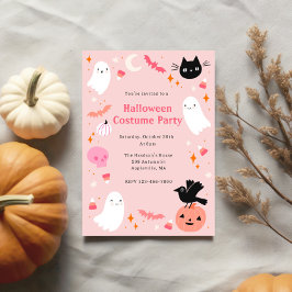 ピンクのハロウィンパーティー 招待状