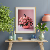 ピンクのハロウィンフラワーカボチャの壁アートポスター ポスター