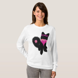 ピンクのハロウィンブラックドッグコスチューム Tシャツ