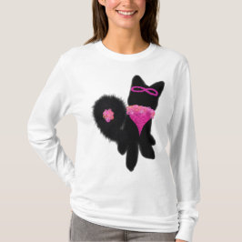 ピンクのハロウィンブラックドッグコスチューム Tシャツ