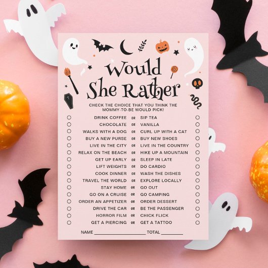 ピンクのハロウィンベイビーシャワーの彼女ならどちらがいいカード 招待状