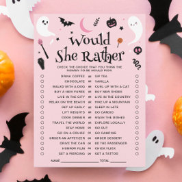 ピンクのハロウィンベイビーシャワー「どちらがいい?」カード 招待状