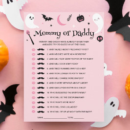 ピンクのハロウィンベビーシャワーの推測ゲームカード 招待状
