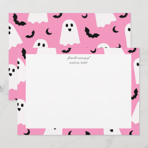 ピンクのハロウィンベビーシャワーノートカード ノートカード