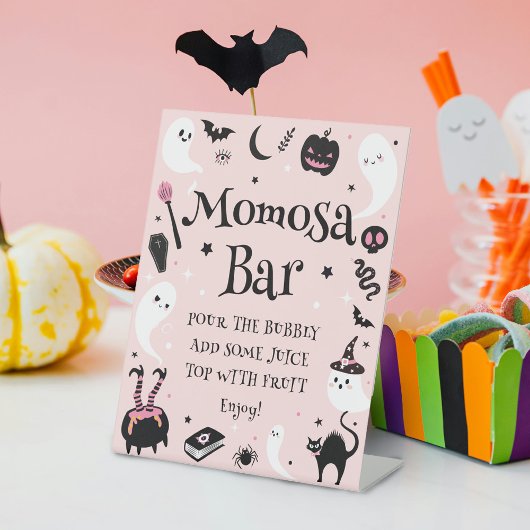 ピンクのハロウィンベビーシャワーモモサバー 台座サイン
