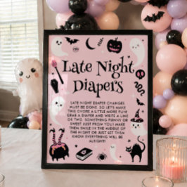 ピンクのハロウィンベビーシャワーライトナイトおむつ ポスター
