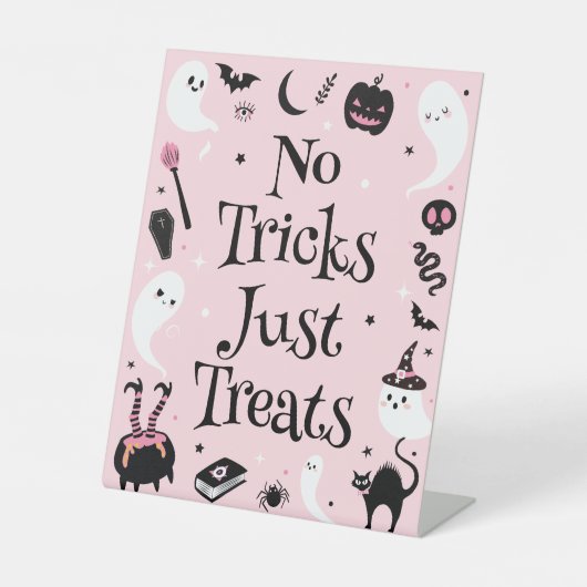 ピンクのハロウィンベビーシャワー お菓子だけ 台座サイン (正面)