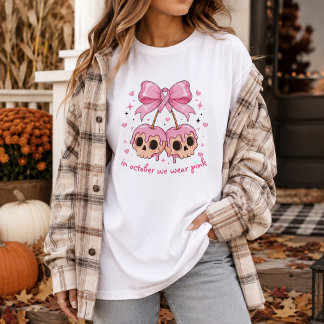 ピンクのハロウィン乳がん啓発Tシャツ トライブレンドTシャツ