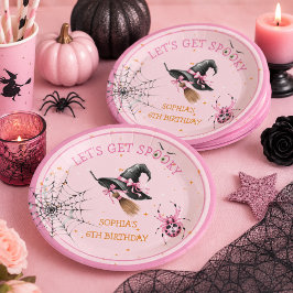 ピンクのハロウィン誕生日パーティー ペーパープレート
