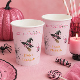ピンクのハロウィン誕生日パーティー 紙コップ