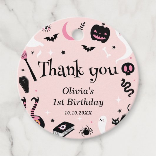 ピンクのハロウィン誕生日 フェイバータグ (正面)