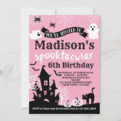 ピンクのハロウィン誕生日 招待状 (正面)