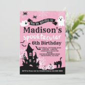 ピンクのハロウィン誕生日 招待状 (スタンド正面)